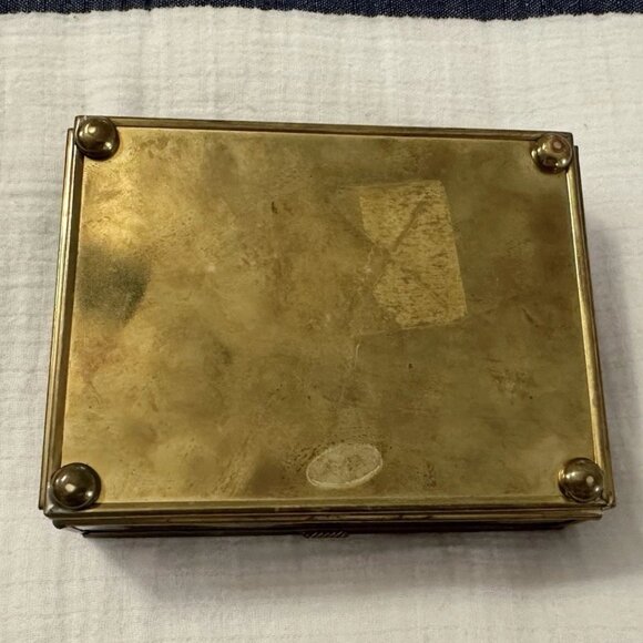 Vintage Trinket Jewelry Box - Metal & Glass - Angel with Dove - Enesco Brand - Picture 9 of 12